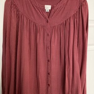 A New Day blouse burnt rose and white polka dots Small